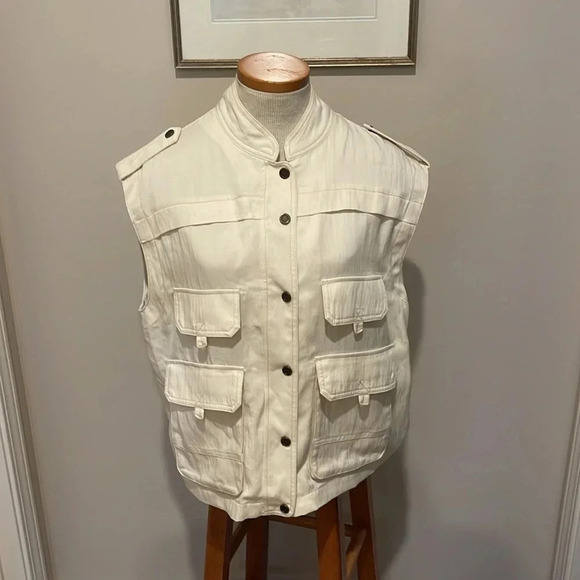 Anthropologie - Silky Utility Vest - Ivory - Size Small - Gently Used!! - Picture 8 of 15